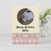 可愛い猫柄誕生日カード (スタンド正面)