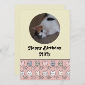 可愛い猫柄誕生日カード (正面/裏面)