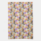 可愛い猫柄 キッチンタオル (縦)