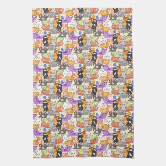 可愛い猫柄 キッチンタオル (縦)