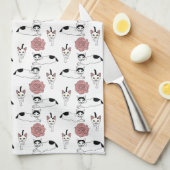 可愛い猫柄 キッチンタオル (四つ折り)
