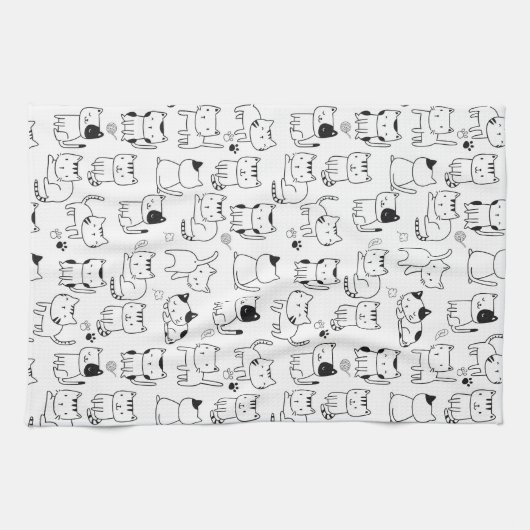 可愛い猫柄 キッチンタオル (横)