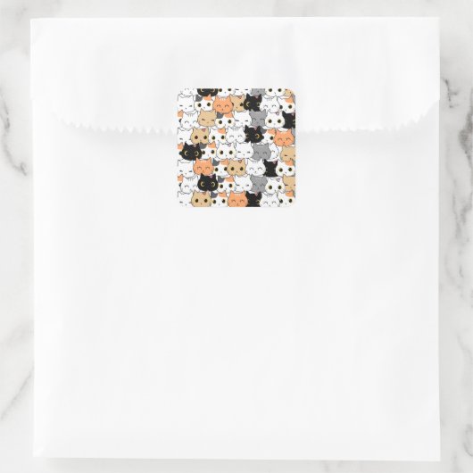 可愛い猫柄 スクエアシール (バッグ)