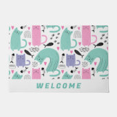 可愛い猫柄 ドアマット (正面)