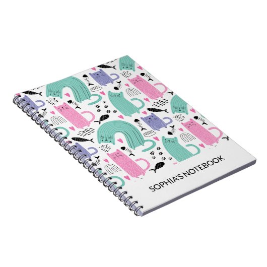 可愛い猫柄 ノートブック (右側)