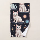 可愛い猫柄 バスタオルセット (ハンドタオル)