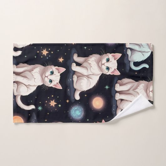 可愛い猫柄 バスタオルセット (ハンドタオル)