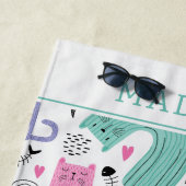 可愛い猫柄 ビーチタオル (インサイチュ)