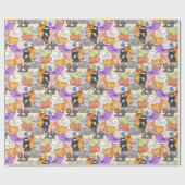 可愛い猫柄 ラッピングペーパー (フラット)