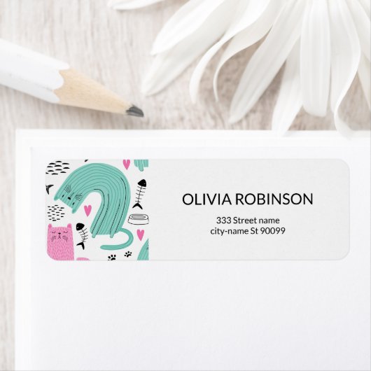 可愛い猫柄 ラベル (インサイチュ)