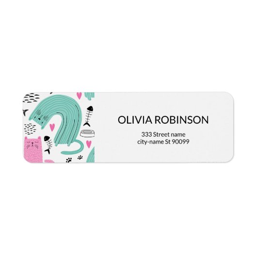 可愛い猫柄 ラベル (正面)