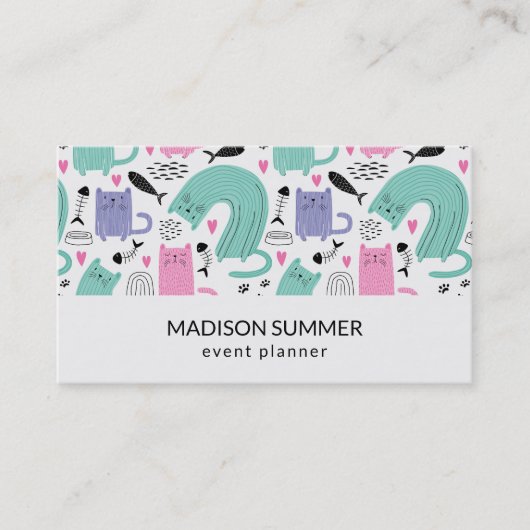 可愛い猫柄 名刺 (正面)