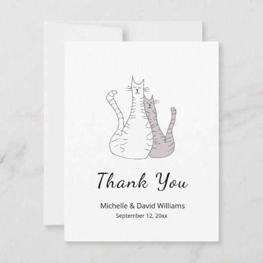 可愛い猫漫画スケッチ結婚ズ サンキューカード (正面)