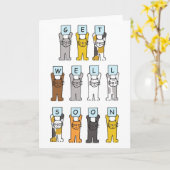 可愛い猫漫画 カード (黄色い花)