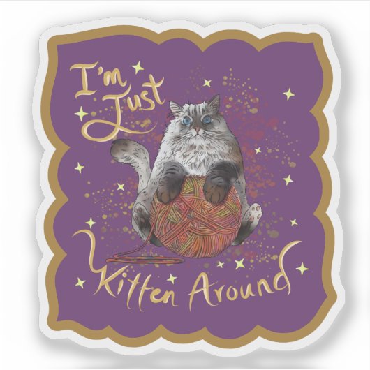 可愛い猫猫ステッカーのまわりに シール (正面)
