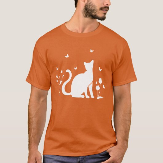 可愛い猫猫好き可愛い猫蝶ファミリー Tシャツ (正面)