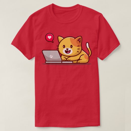 可愛い猫用ノートパソコン Tシャツ (デザイン正面)