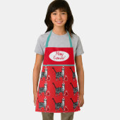 可愛い猫目出しクリスマスレッドブルーエプロン エプロン (インサイチュ)