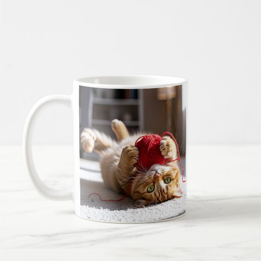 可愛い猫糸遊 コーヒーマグカップ (左)