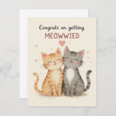 可愛い猫結婚のカードおめでとう婚約 サンキューカード (正面/裏面)