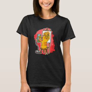 可愛い猫絵を描画家の獅子猫絵を描A Tシャツ