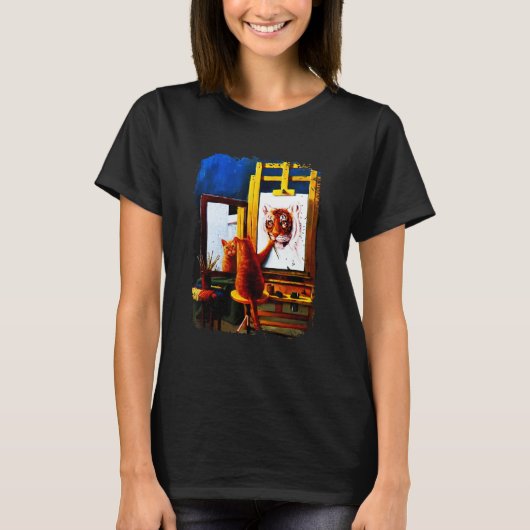 可愛い猫絵画の獅子芸術的動物愛者ゲップ Tシャツ (正面)