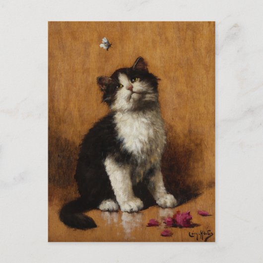 可愛い猫絵画の ポストカード (正面)