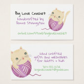 可愛い猫編み物かぎ針編みホームズプンビジネスカード (正面&裏面)