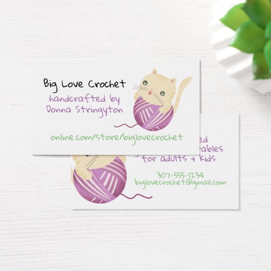 可愛い猫編み物かぎ針編みホームズプンビジネスカード (デスク)