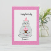 可愛い猫誕生日とメッセージ (スタンド正面)