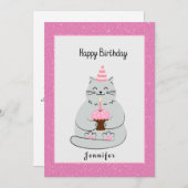 可愛い猫誕生日とメッセージ (正面/裏面)