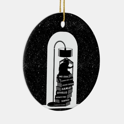 可愛い猫読のシェークスピア遊 セラミックオーナメント (右)