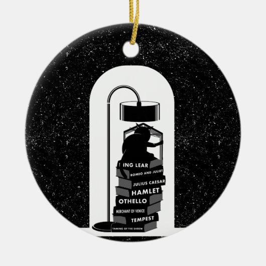 可愛い猫読のシェークスピア遊 セラミックオーナメント (正面)