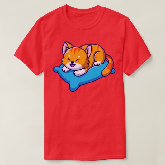 可愛い猫遊の枕まんが Tシャツ (デザイン正面)