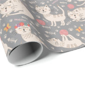 可愛い猫遊の毛玉が眠る ラッピングペーパー (ロールコーナー)
