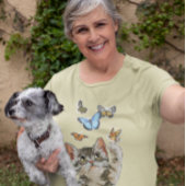 可愛い猫遊猫と蝶 Tシャツ