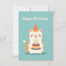 可愛い猫運のお誕生日ケーキ カード