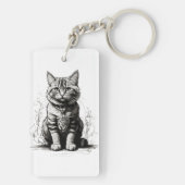 可愛い猫鉛筆スケッチ キーホルダー (裏面)
