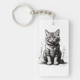 可愛い猫鉛筆スケッチ キーホルダー