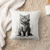 可愛い猫鉛筆スケッチ クッション (ブランケット)