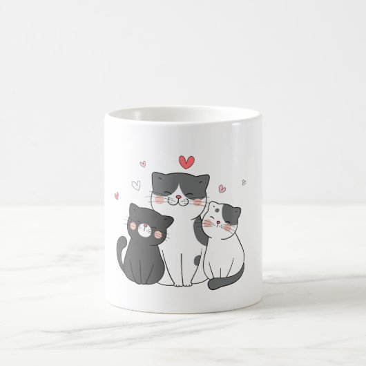 可愛い猫集団 | 猫好きデザイン | 買今 コーヒーマグカップ (中央)