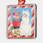 可愛い猫雪だるまキャンディーケーンクリスマスオーナメント メタルオーナメント (左)