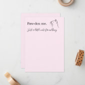 可愛い猫頼の「ごめん」ピンク ノートカード (正面/裏面インサイチュ)