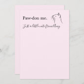 可愛い猫頼の「ごめん」ピンク ノートカード (正面/裏面)