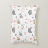 可愛い猫顔の笑顔の猫パターン アクセントクッション (裏面(縦))