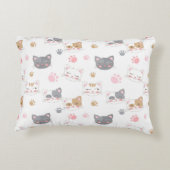 可愛い猫顔の笑顔の猫パターン アクセントクッション (裏面)