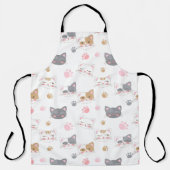 可愛い猫顔の笑顔の猫パターン エプロン (正面)