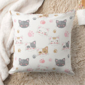 可愛い猫顔の笑顔の猫パターン クッション (ブランケット)