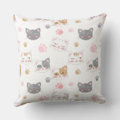 可愛い猫顔の笑顔の猫パターン クッション (裏面)