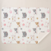 可愛い猫顔の笑顔の猫パターン シェルパブランケット (正面(横))